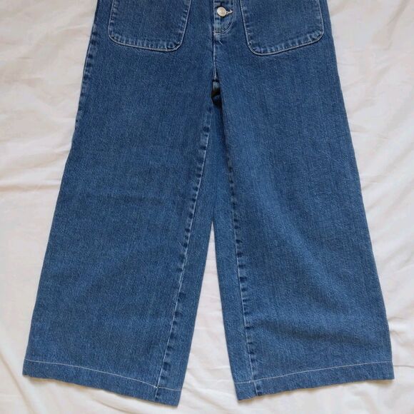 WE THE FREE Colette Crop High-Rise Wide-Leg Button-Fly Jeans Denim Womens 25 - Picture 4 of 11